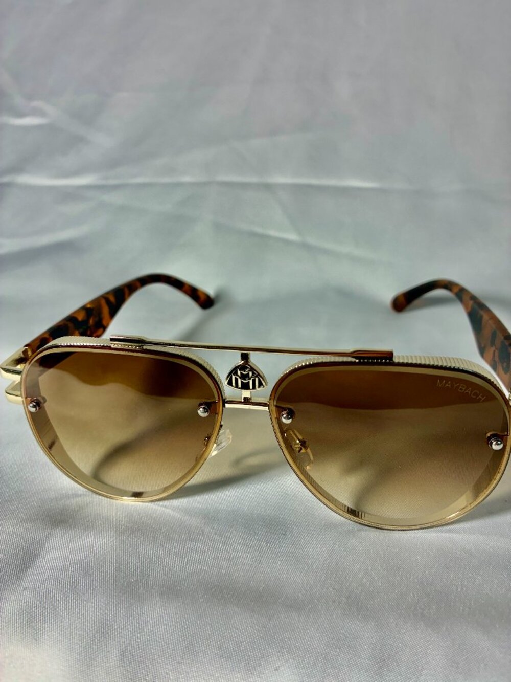 Maybach Gold Aviator Sunglasses Tortoiseshell Temples Made in Italy